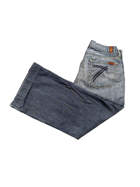 7 For All Mankind Denim - 7 For All Mankind Dojo Jeans Womens 30 Wide Leg Flare Crop Capri Y2K 700110